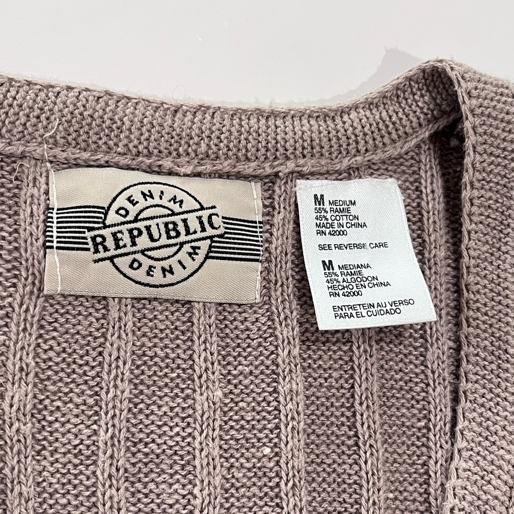 Denim Republic Patchwork Knit Vest Button Front W… - image 6